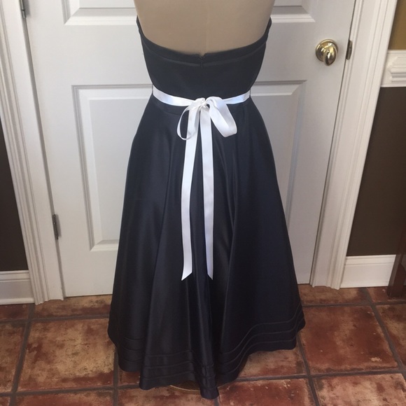 Bill Levkoff Tea Length Black Satin Dress - Picture 4 of 5